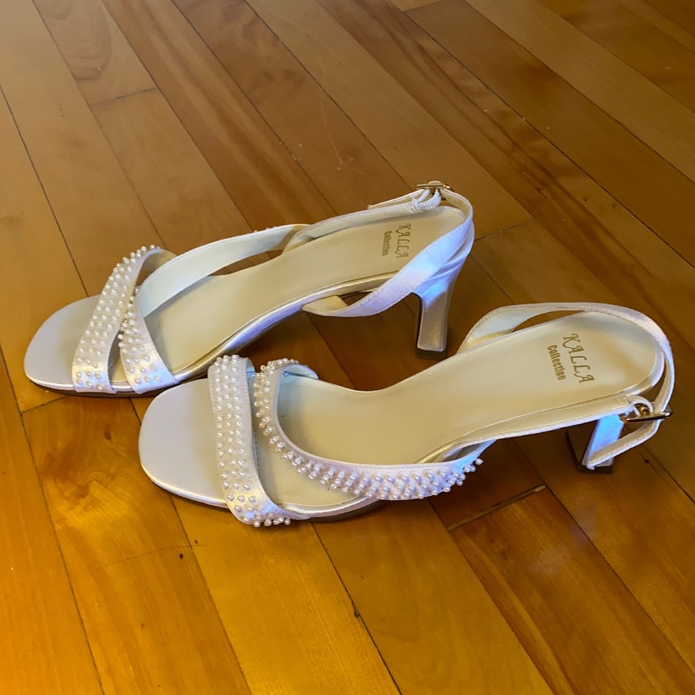 Kalla Collection Satin Beaded Sandals Size 10